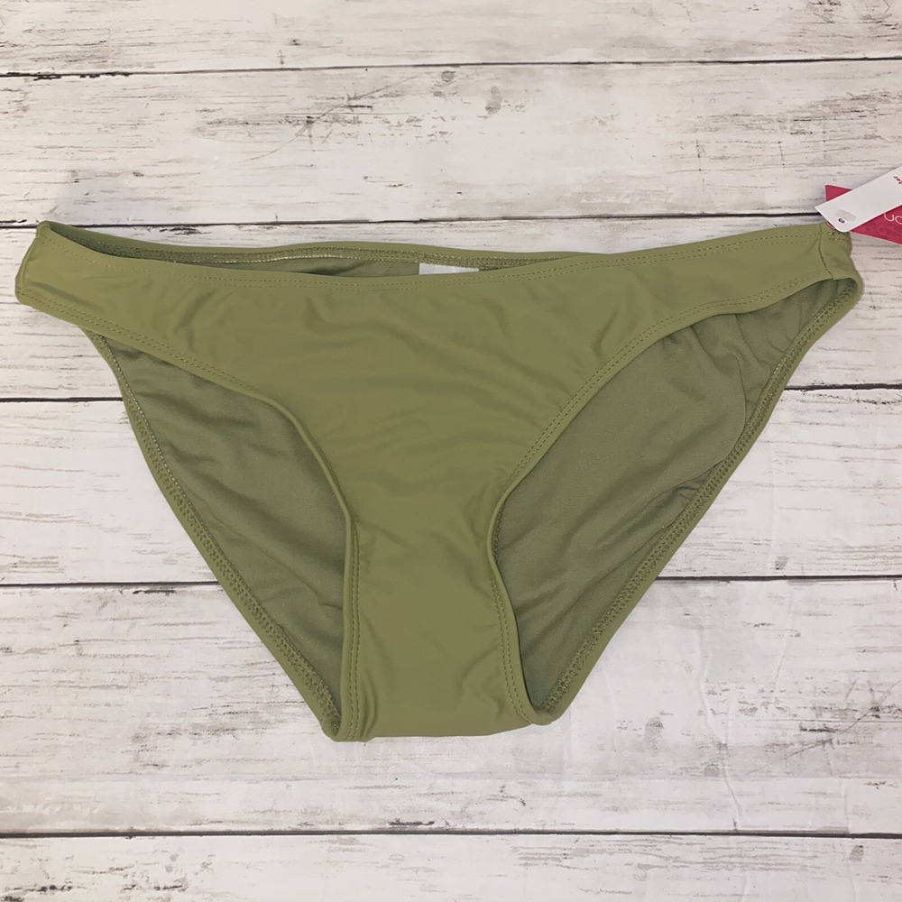Xhilaration Bikini Bottom Womens Large Green Solid Hipster Swim‎ NEW L